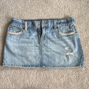 Old Navy Light Blue Distressed Mini Skirt